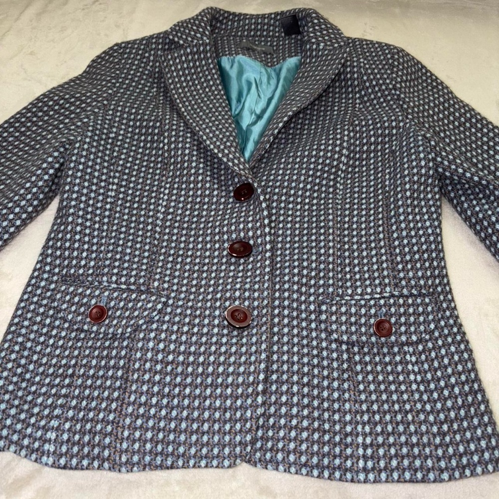 liz claiborne wool angora tweed blazer jacket - Picture 3 of 9